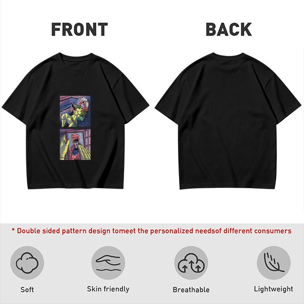 Olive T-Shirt with Comic Style Superhero Graphic Print