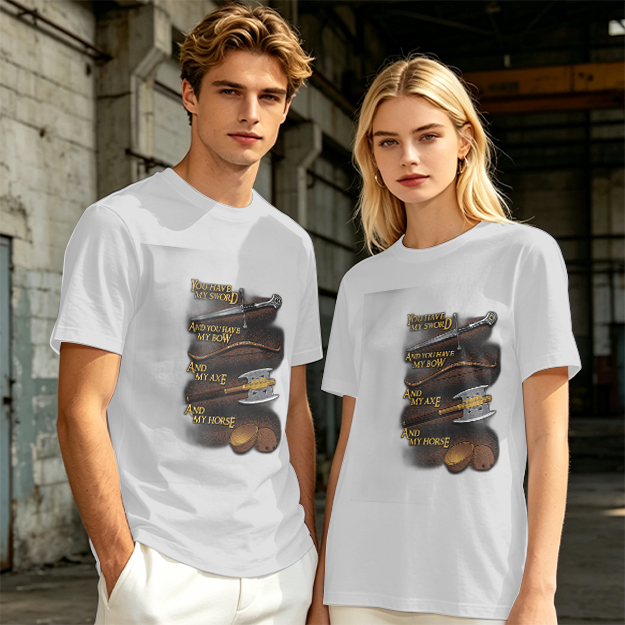 Olive T-Shirt with Fantasy Weapon Quote Print