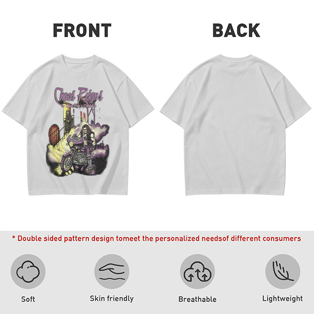 Olive Graphic T-Shirt with Chaos Reigns Biker Artwork