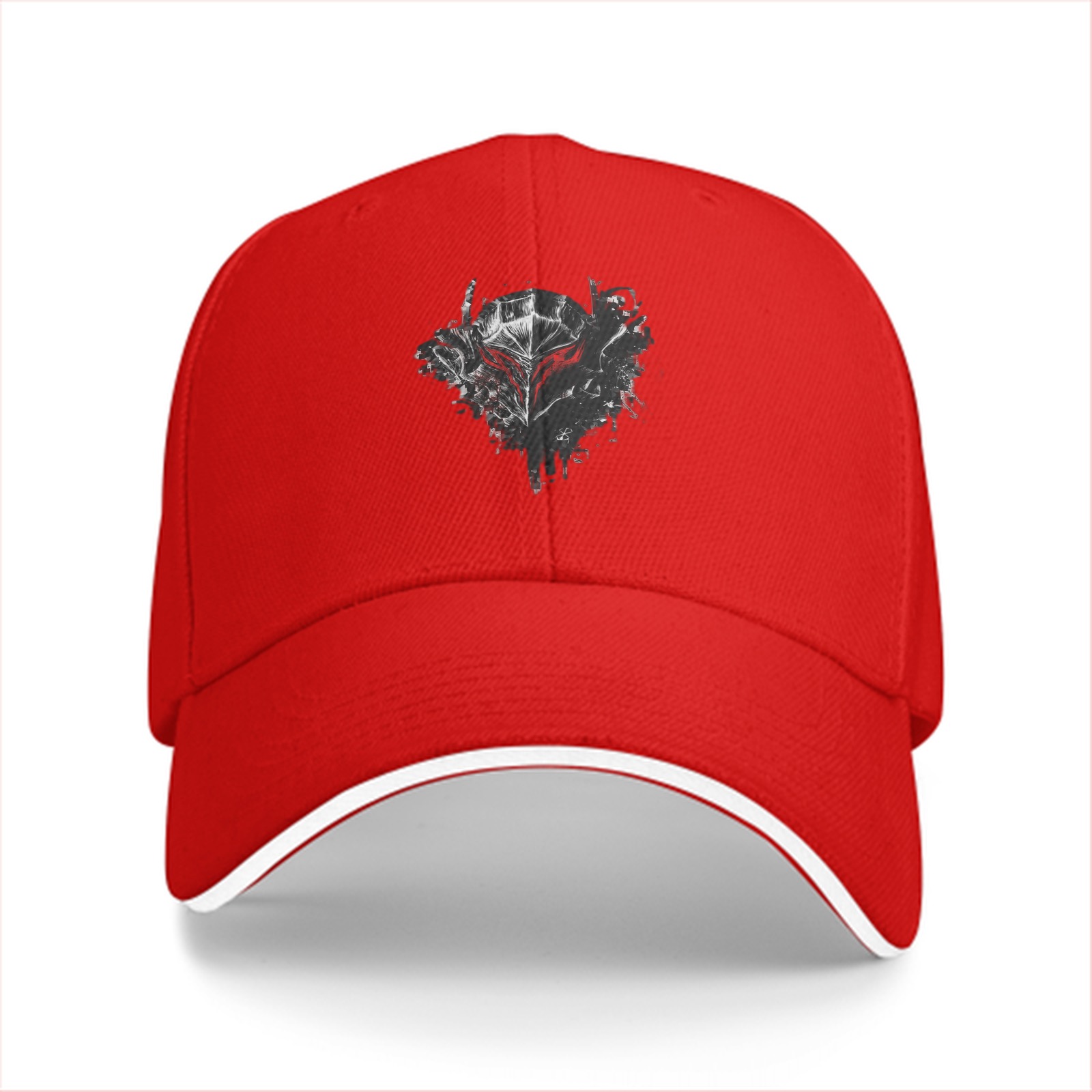 Black Baseball Cap With Dark Fantasy Helmet Graphic