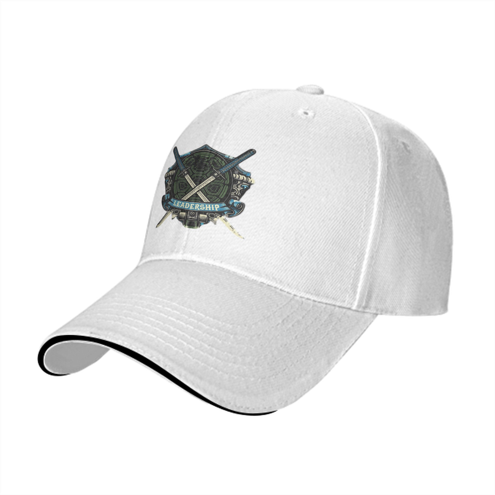 Black Baseball Cap With Crossed Swords Leadership Emblem