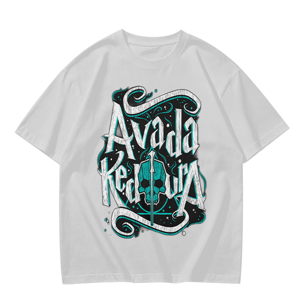 Olive T-Shirt With Avada Kedavra Dark Magic Skull Graphic