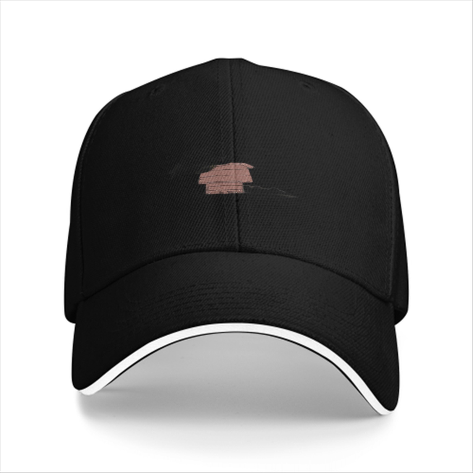 Black Baseball Cap With Small Red House Graphic Design
