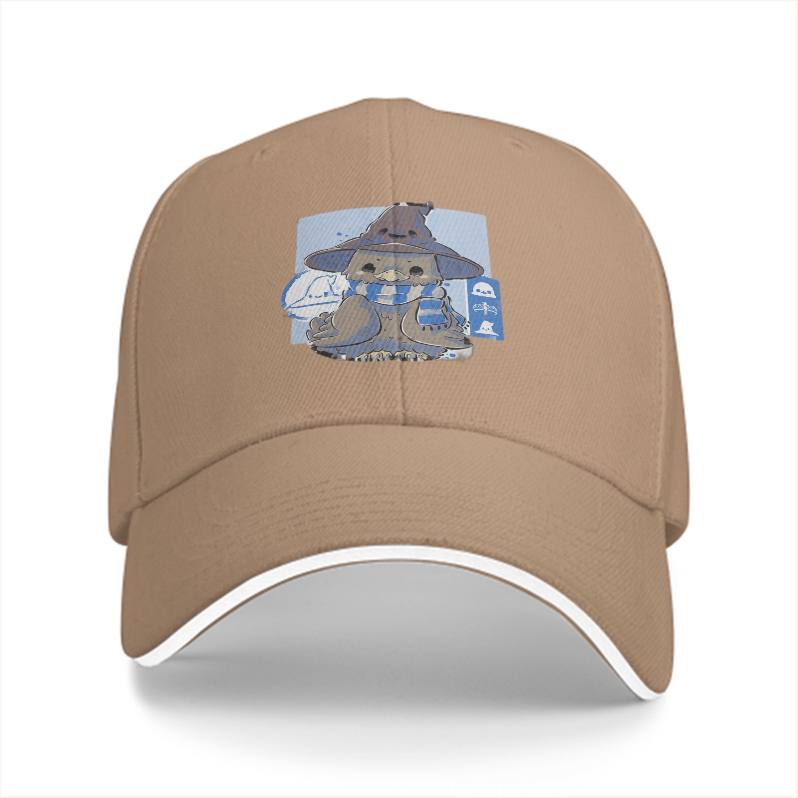 Black Baseball Cap With Cute Wizard Owl Graphic Print