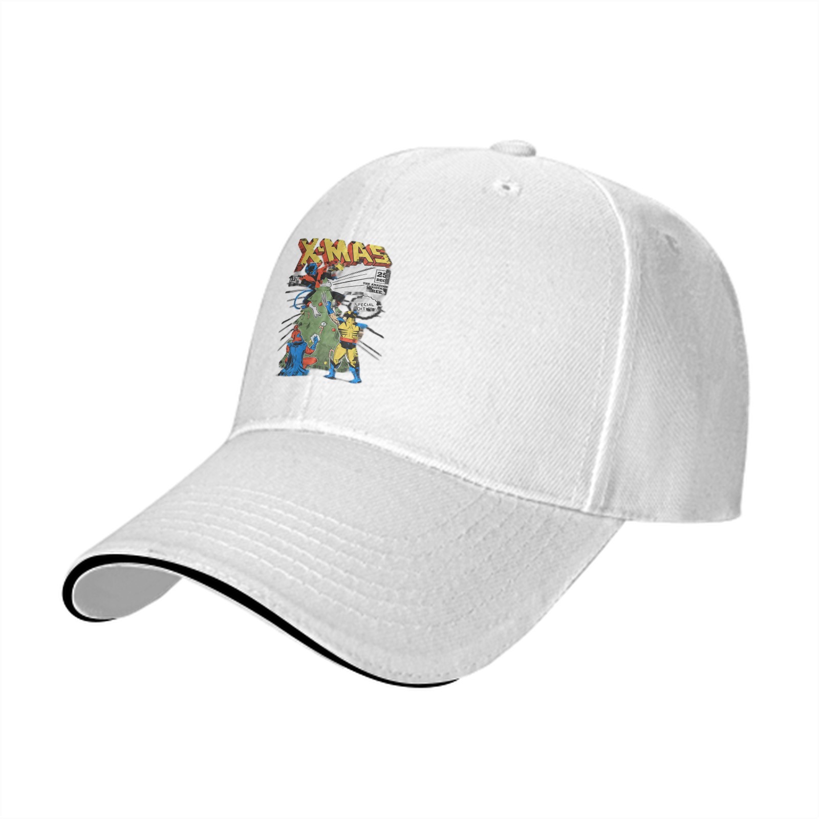 Black baseball cap with X-Men X-Mas Christmas tree graphic