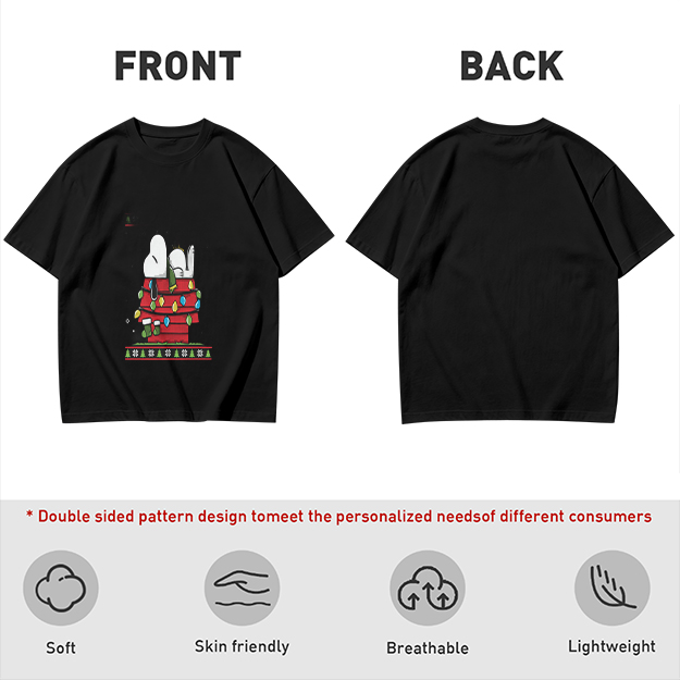 Olive T-Shirt with Snoopy Christmas Doghouse Design