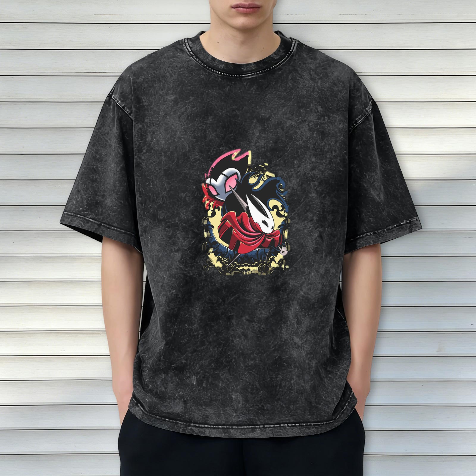 Hollow Knight Graphic Washed Black Short Sleeve T-Shirt
