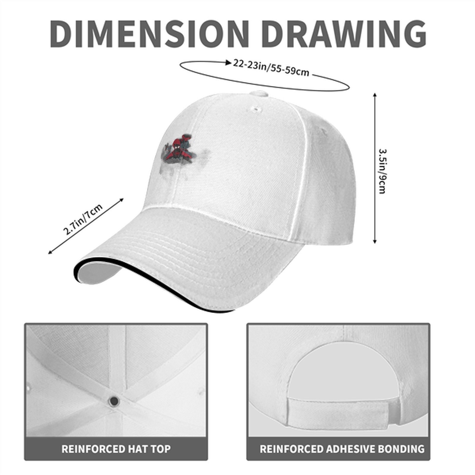 Black Baseball Cap With Spider Character Graphic Design