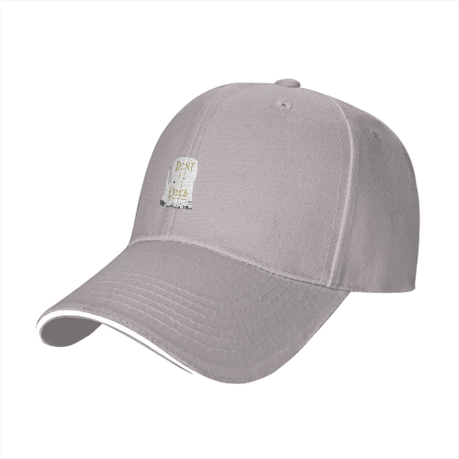 Black baseball cap with humorous tombstone graphic print