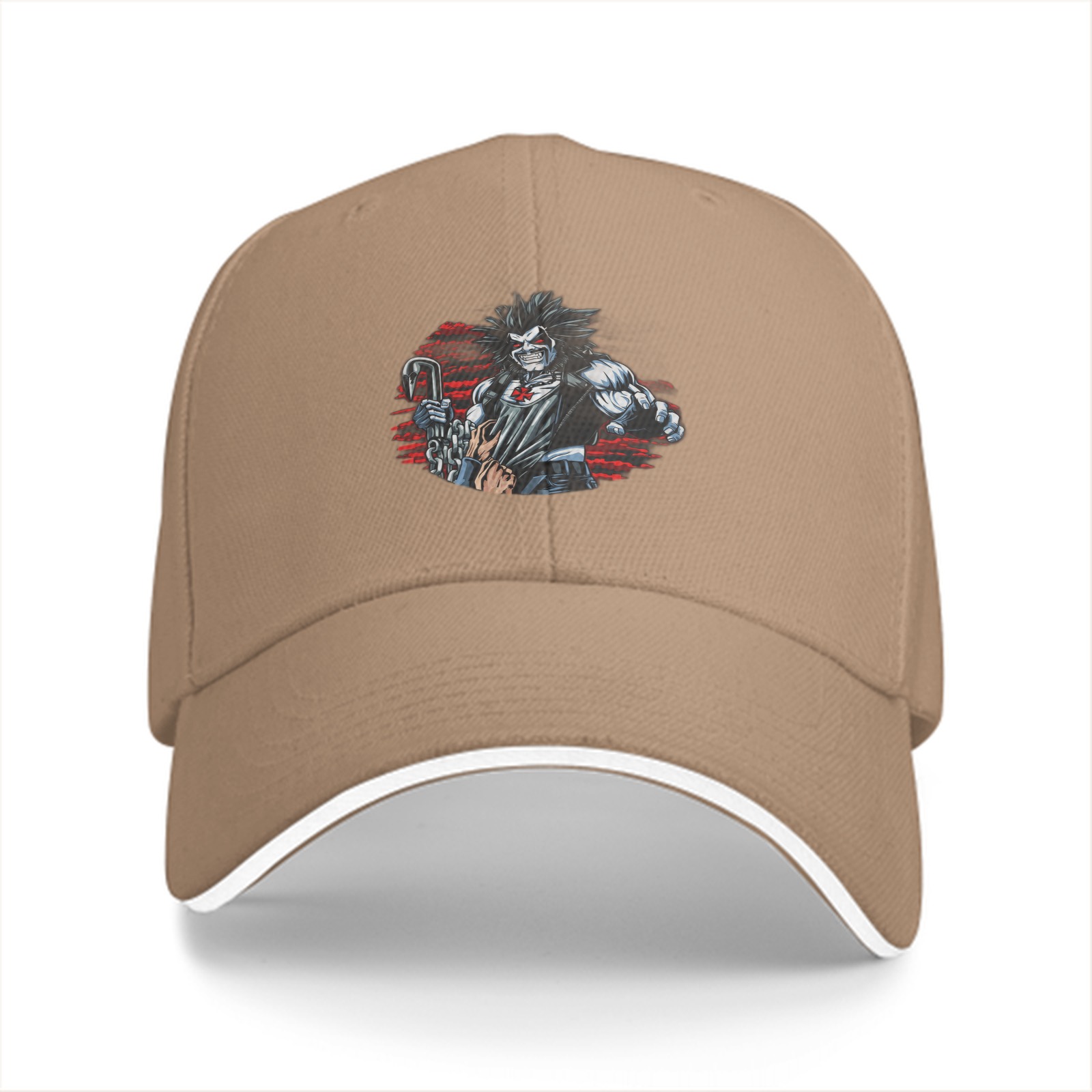 Black Baseball Cap With Fierce Muscular Antihero Graphic Print