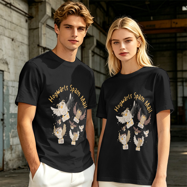 Olive t-shirt with Hogwarts Spam Mail owl graphic print
