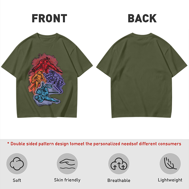 Olive T-shirt with Mutant Ninja Turtles Graphic Print