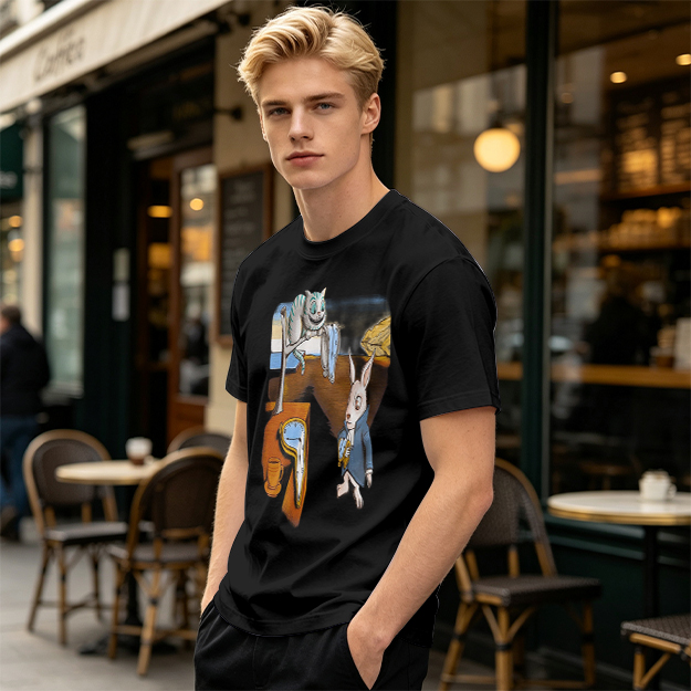 Olive T-Shirt with Surreal Alice in Wonderland Art Print