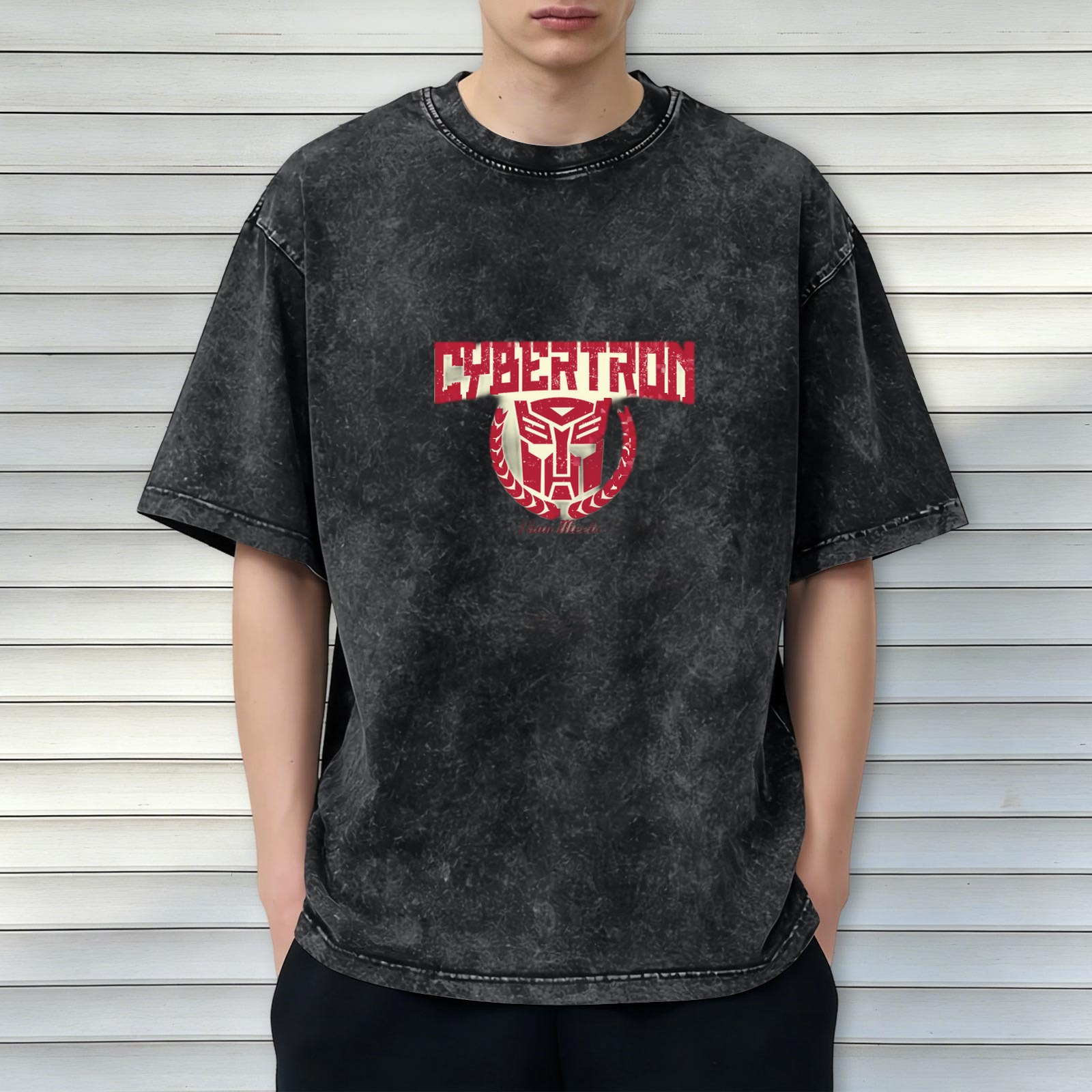 Cybertron Autobot Logo Vintage Wash Black T-Shirt