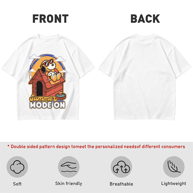 Olive t-shirt with Snoopy summer mode on graphic design