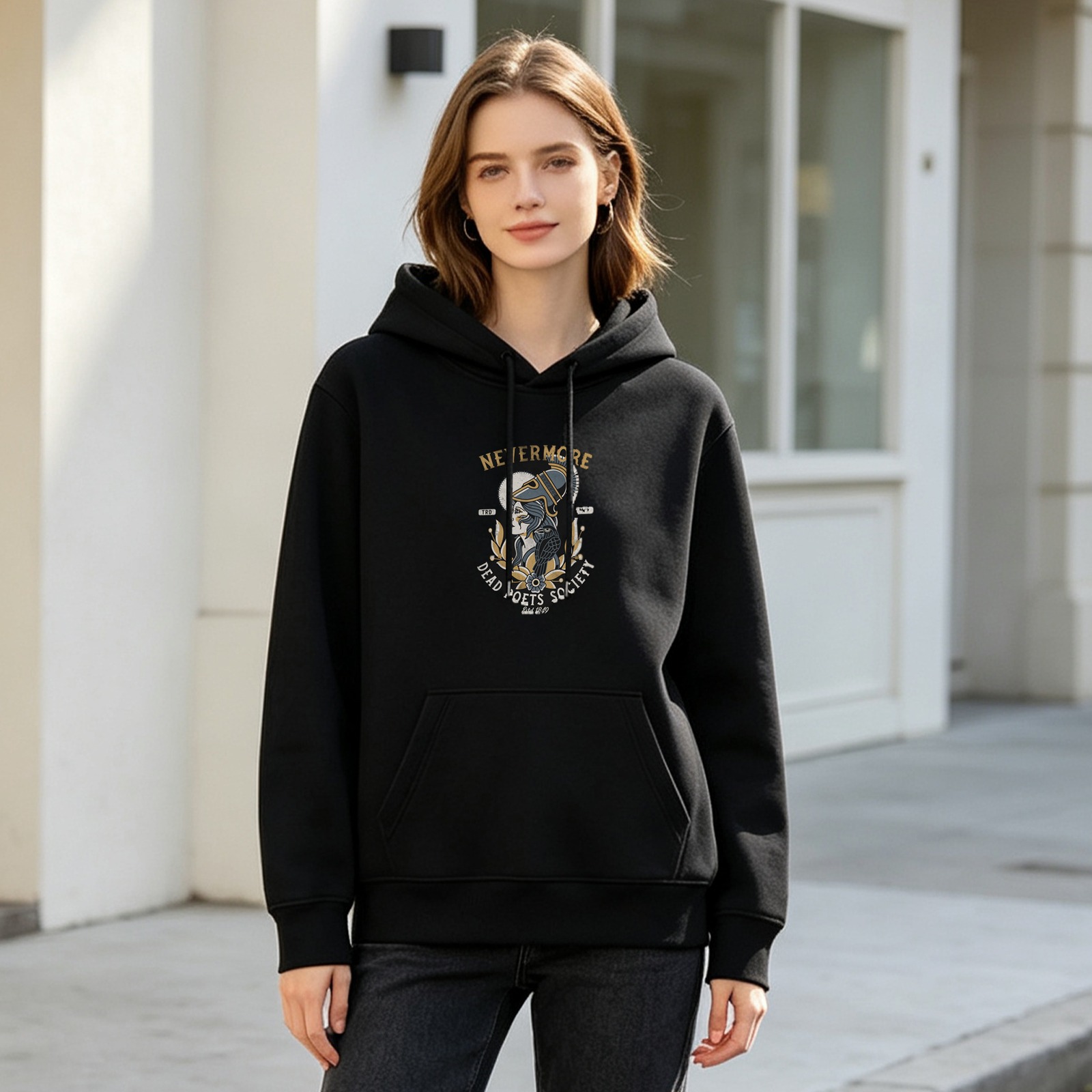 Nevermore Dead Poets Society Graphic Black Hoodie