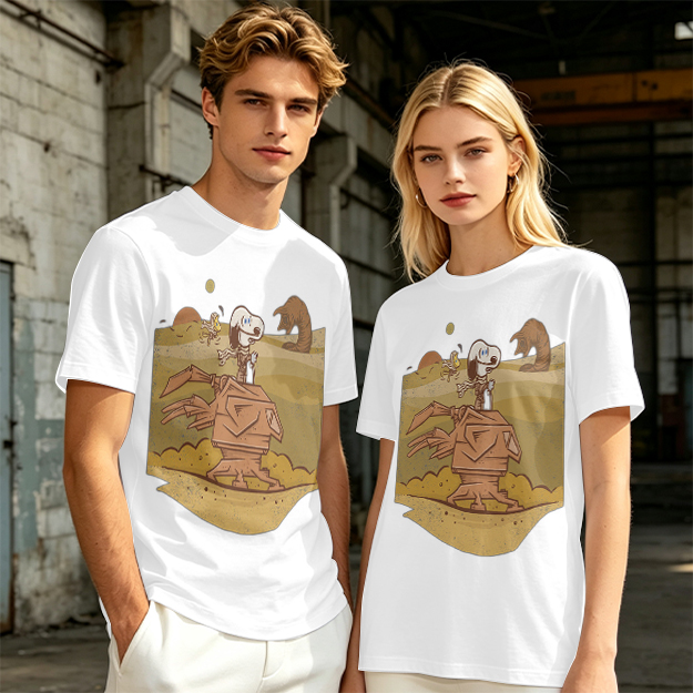 Olive T-Shirt With Desert Alien Dog Graphic Print
