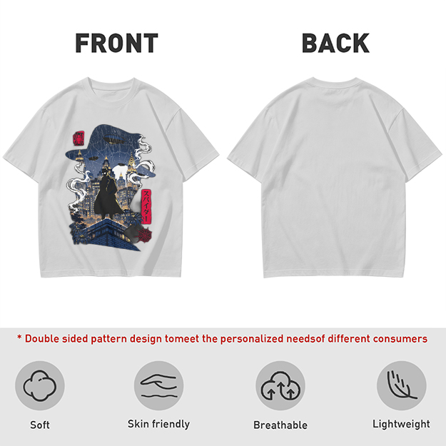 Olive T-Shirt with Night City Rooftop Spy Silhouette Art