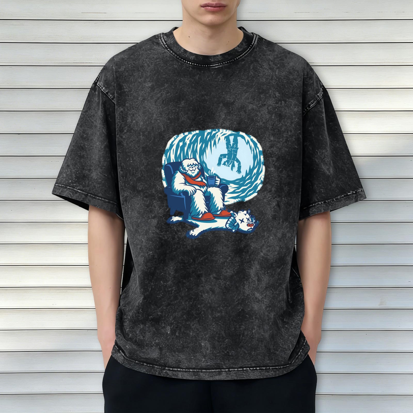 Wampa Yeti Relaxing with Defeated Snowman Graphic T-Shirt