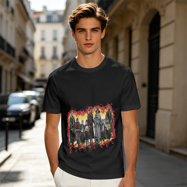Olive Green T-Shirt With Fantasy Fellowship Group Graphic Print