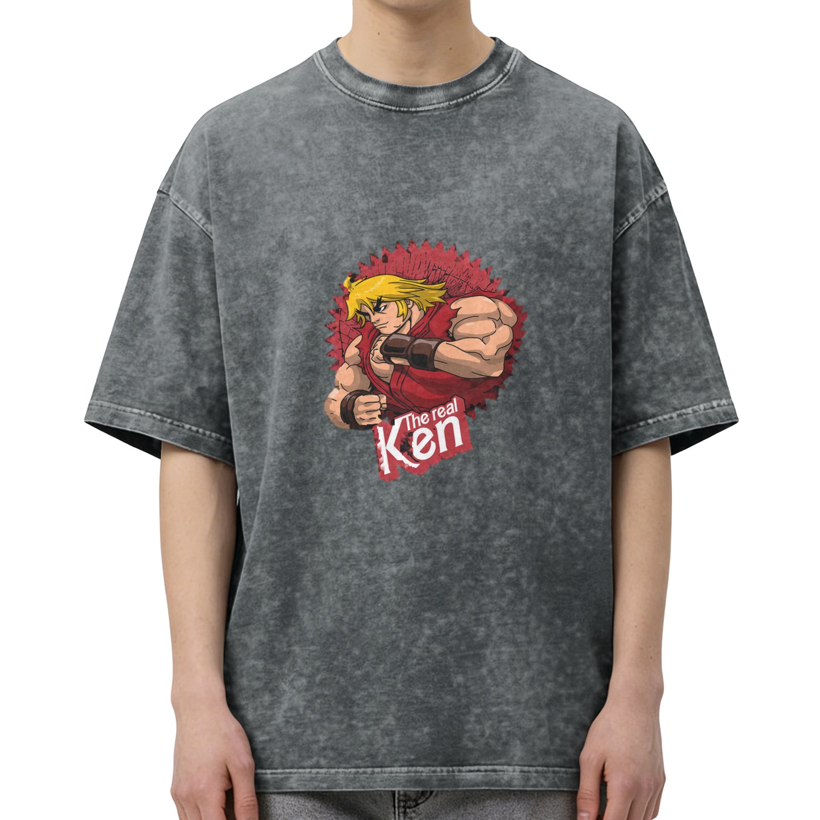 Street Fighter Ken 'The Real Ken' Graphic Stonewashed Black T-Shirt