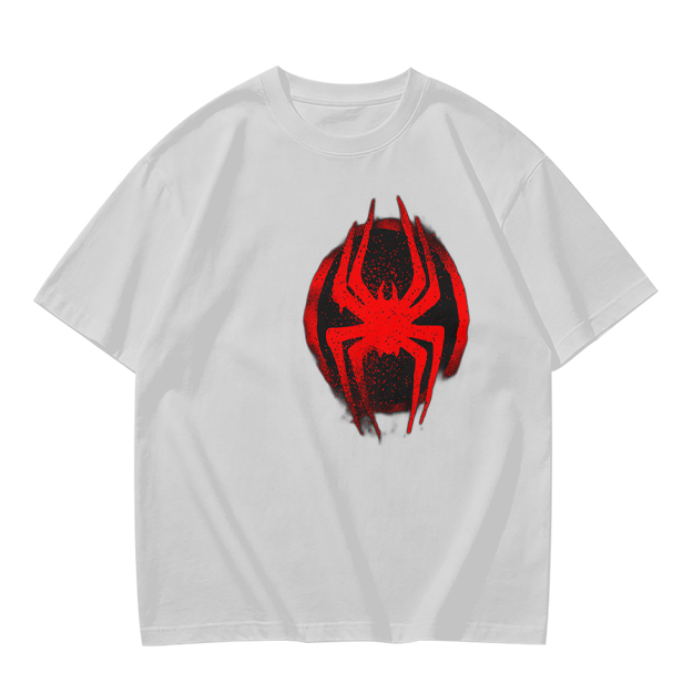 Olive T-Shirt with Red Spider Logo Graphic