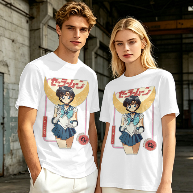 Olive T-shirt with Sailor Mercury anime graphic print