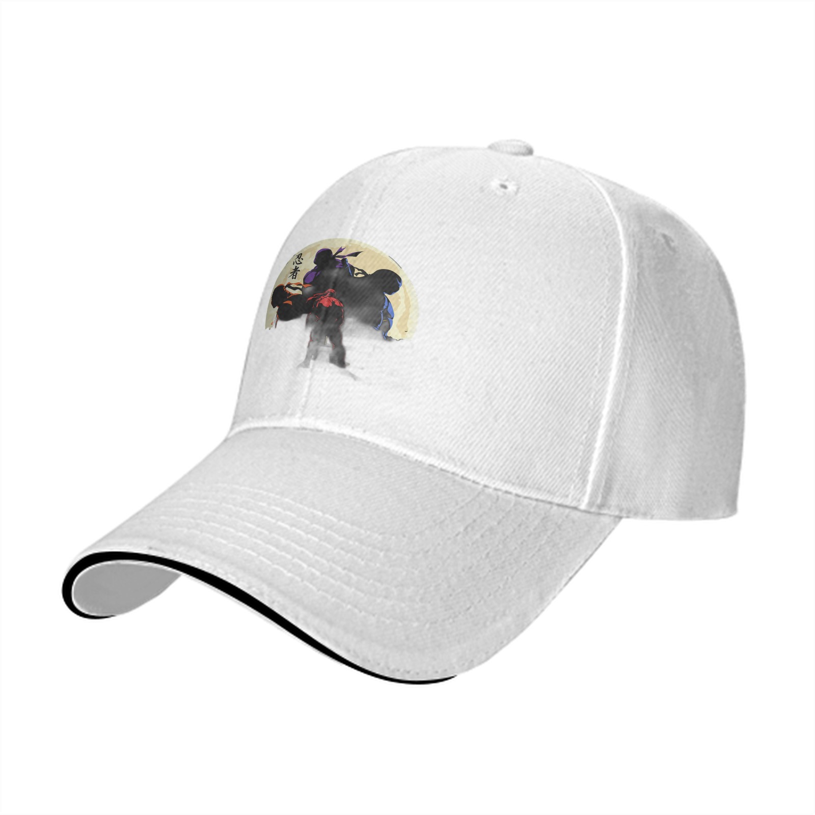 Black baseball cap with ninja turtle silhouette moon graphic