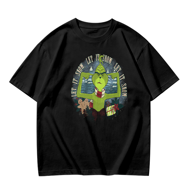 Olive Grinch Christmas Let It Snow Graphic T-Shirt