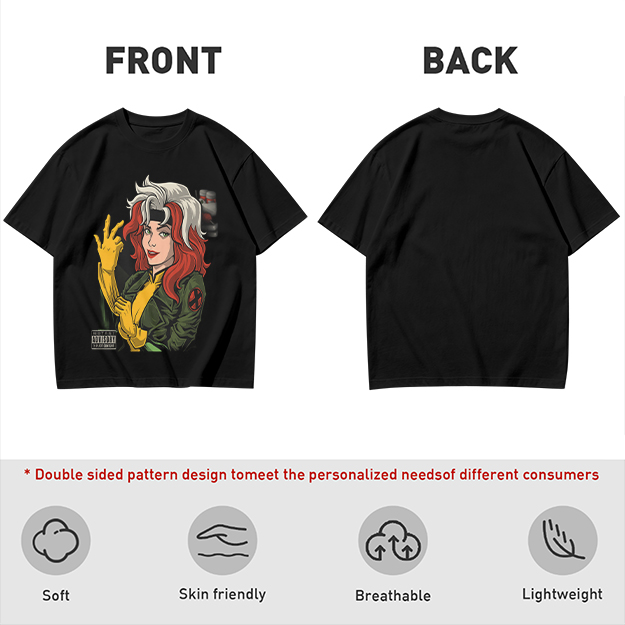 Olive T-shirt with Rogue X-Men Graphic Print