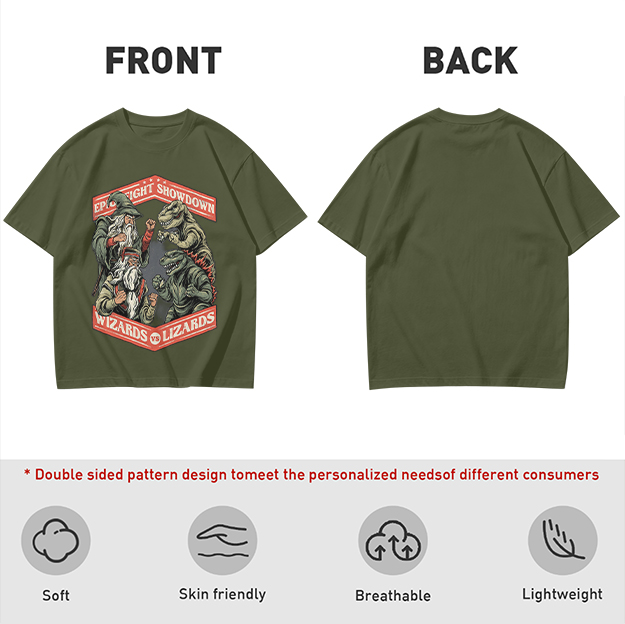 Epic Fight Showdown Wizards vs Lizards Graphic T-Shirt