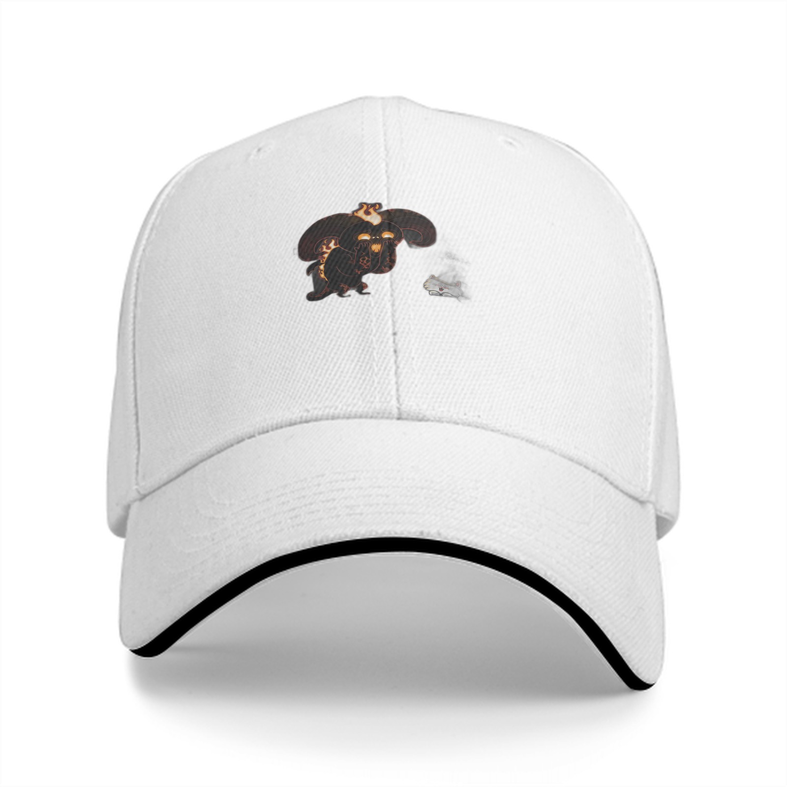 Black baseball cap with Balrog and small wolf graphic