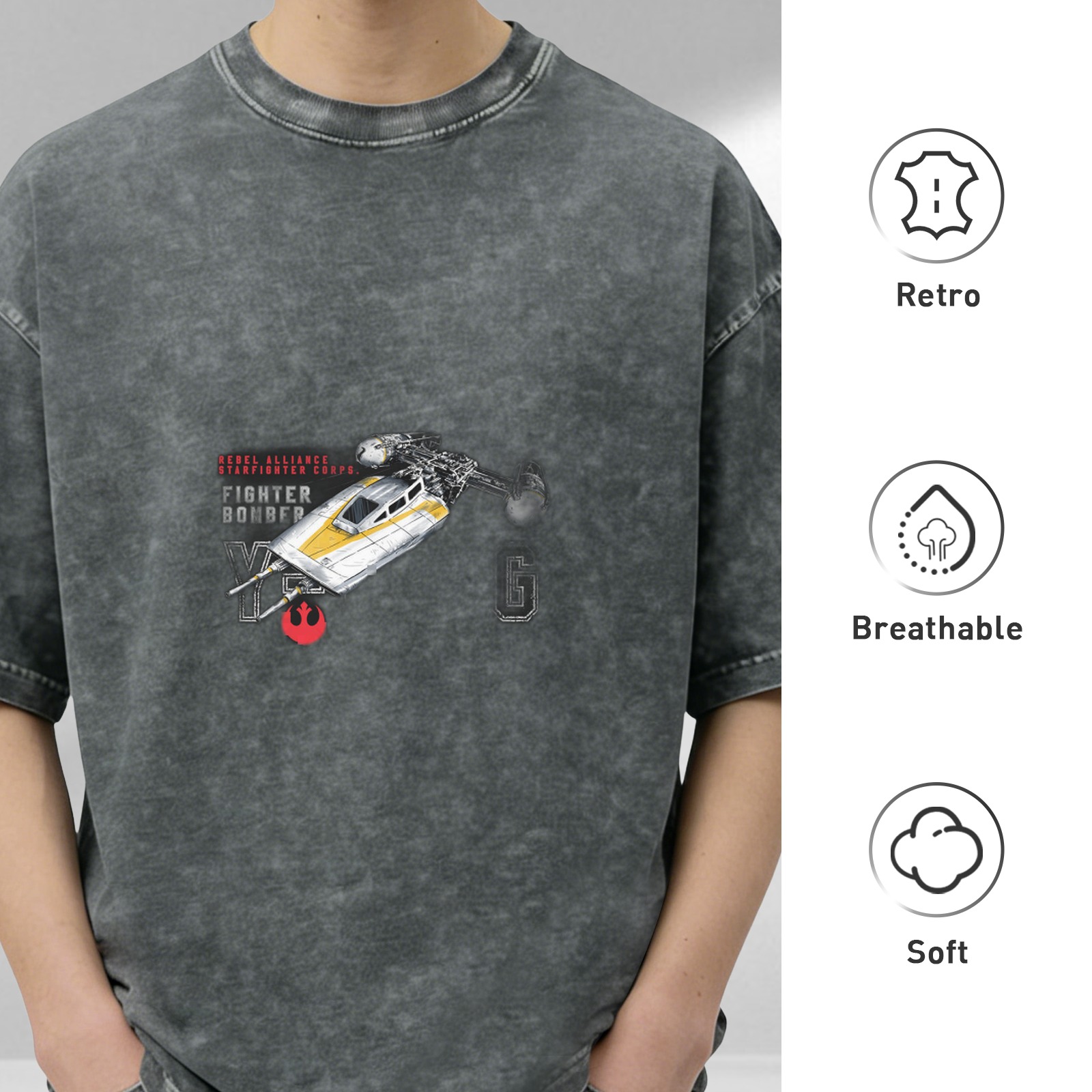 Star Wars Rebel Y-Wing Fighter Bomber Stonewashed T-Shirt