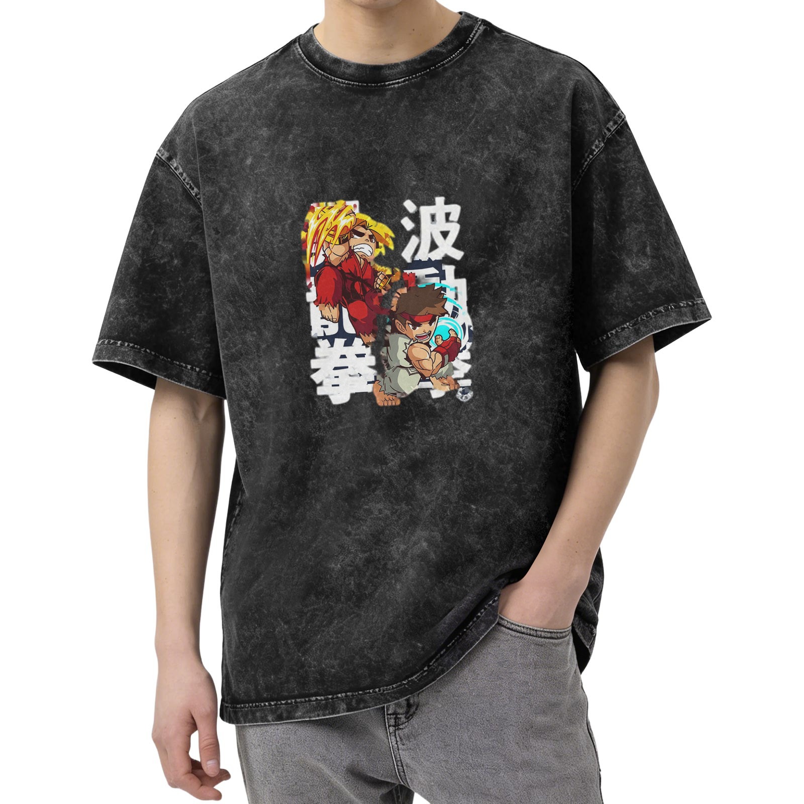Street Fighter Chibi Characters Graphic Vintage Wash T-Shirt