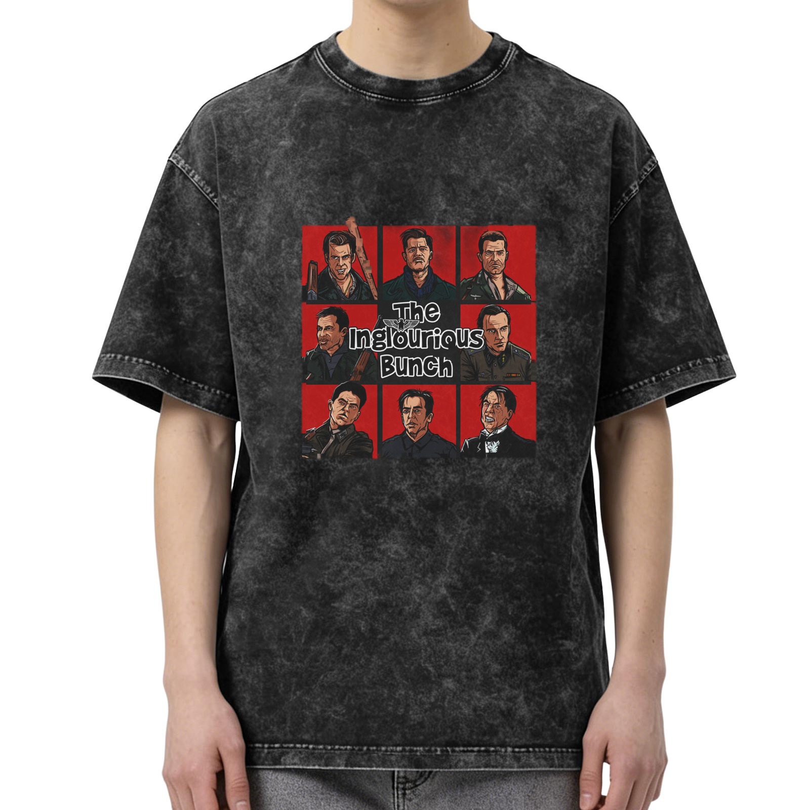 Washed Black Graphic T-Shirt with The Inglourious Bunch Character Art