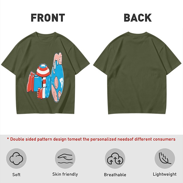 Olive Green T-Shirt With Melting Captain America Graphic Print