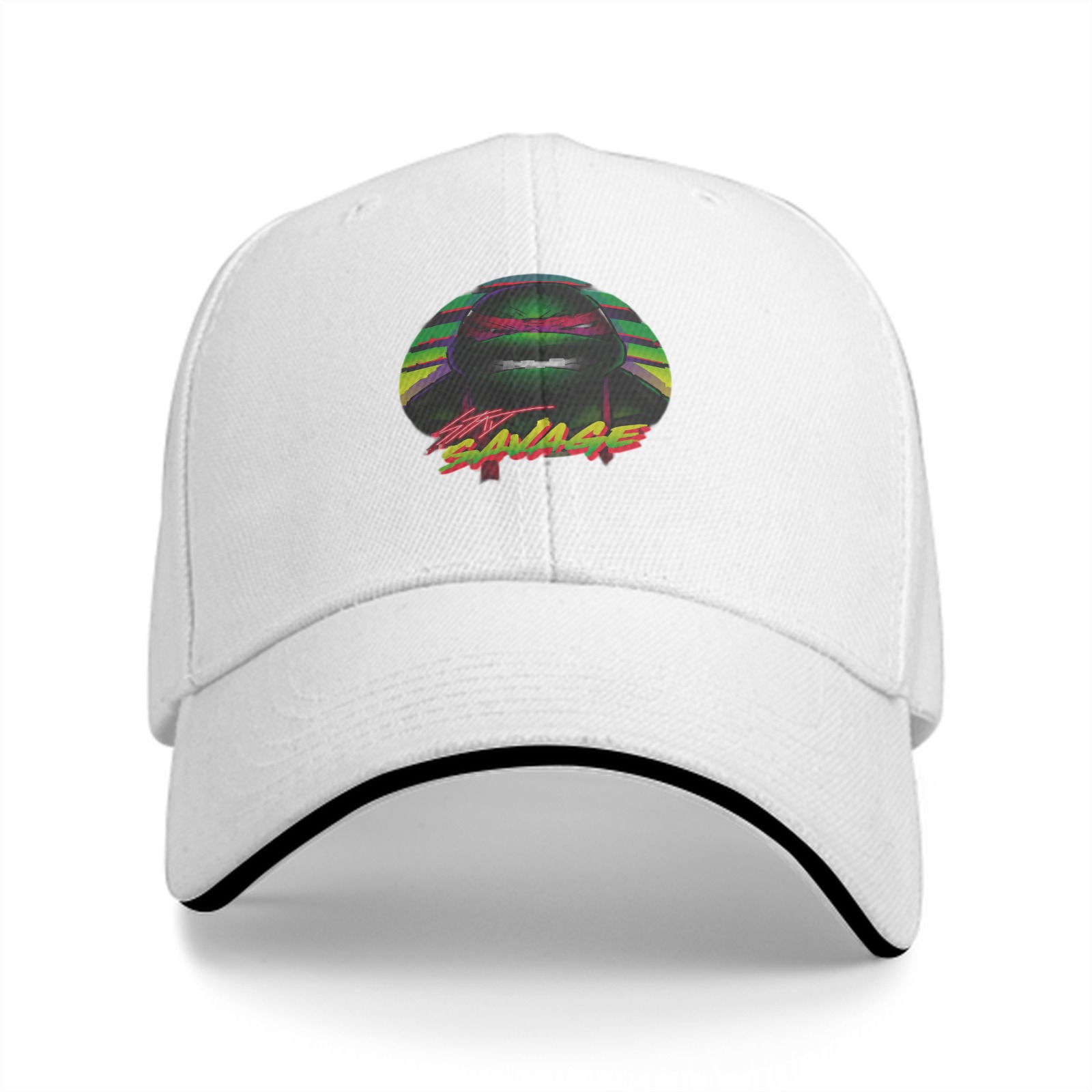 Black Baseball Cap with Ninja Turtle 'Stay Savage' Graphic