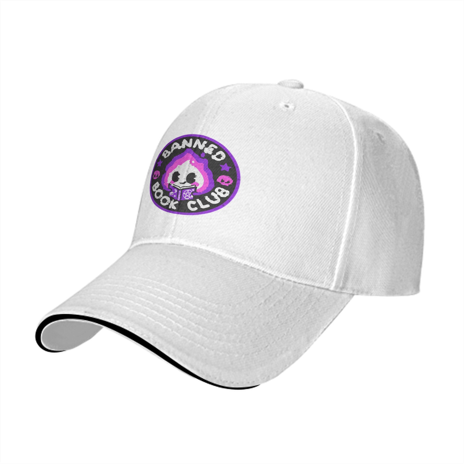 Black baseball cap with Banned Book Club graphic design