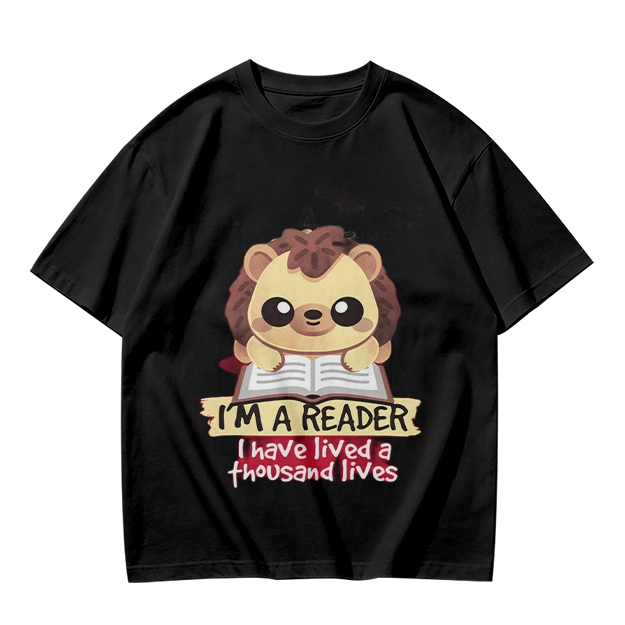 Hedgehog Reading Book I'm A Reader Thousand Lives T-Shirt