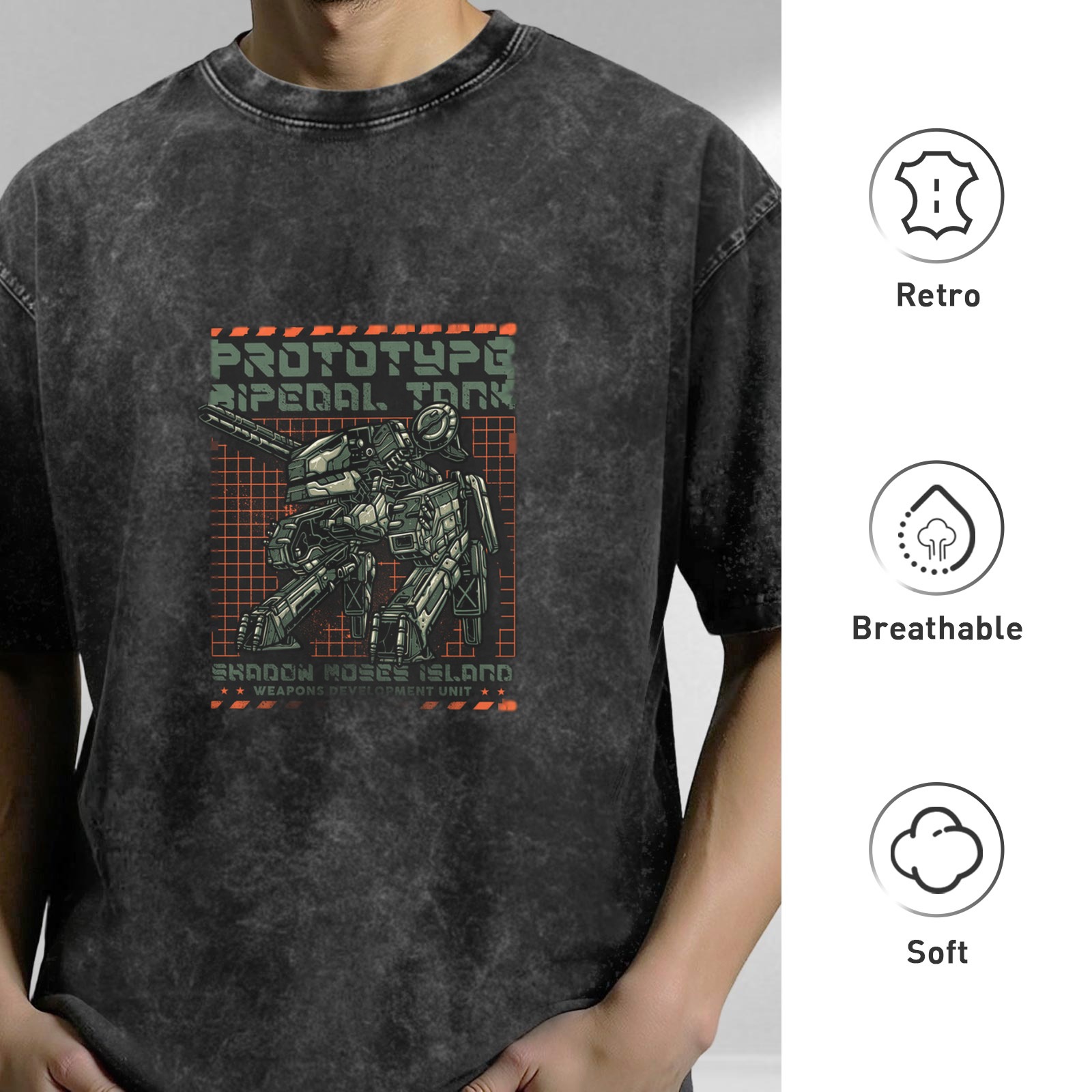 Prototype Bipedal Tank Graphic Dark Wash T-Shirt