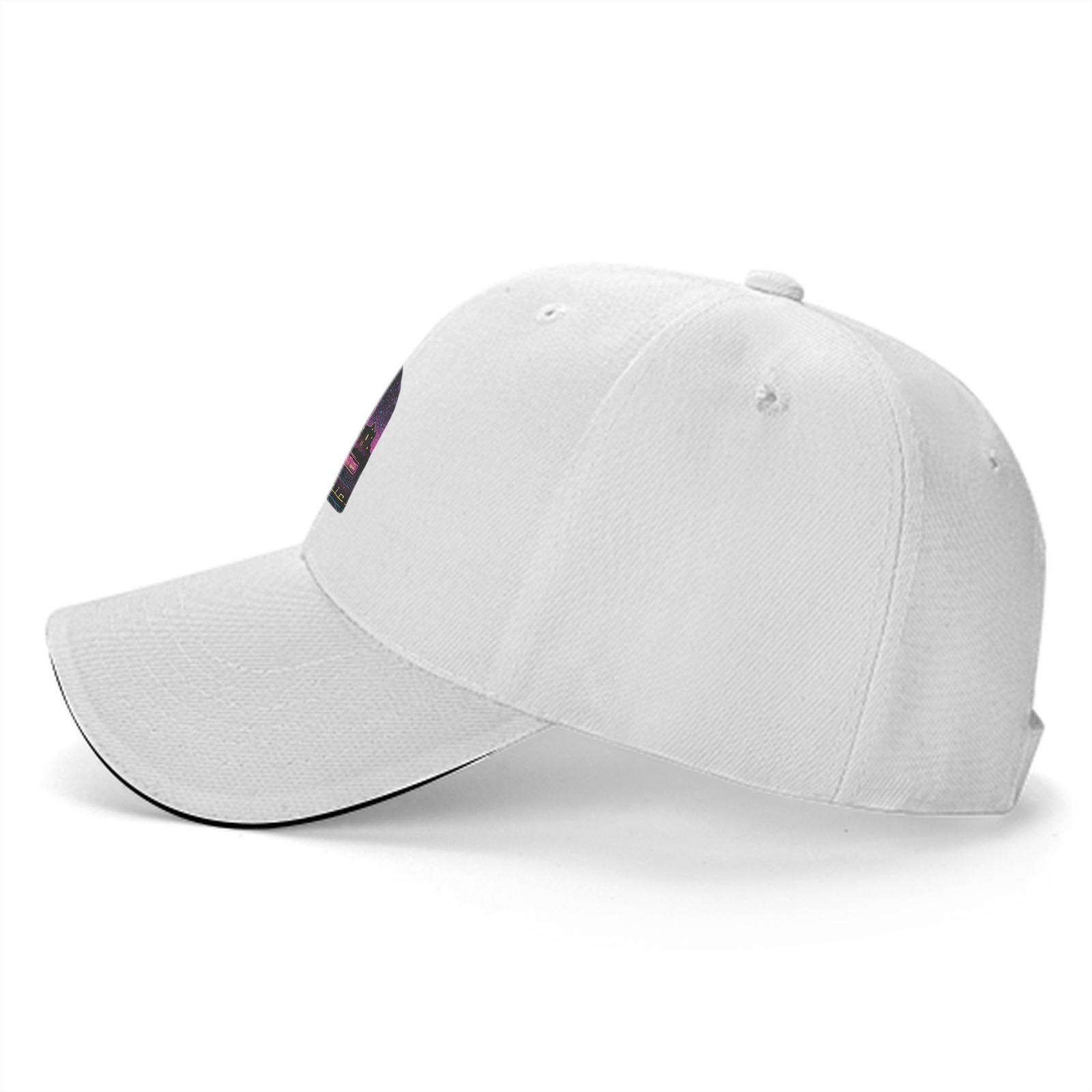 Black Baseball Cap With Neon Magic Castle Sunset Graphic