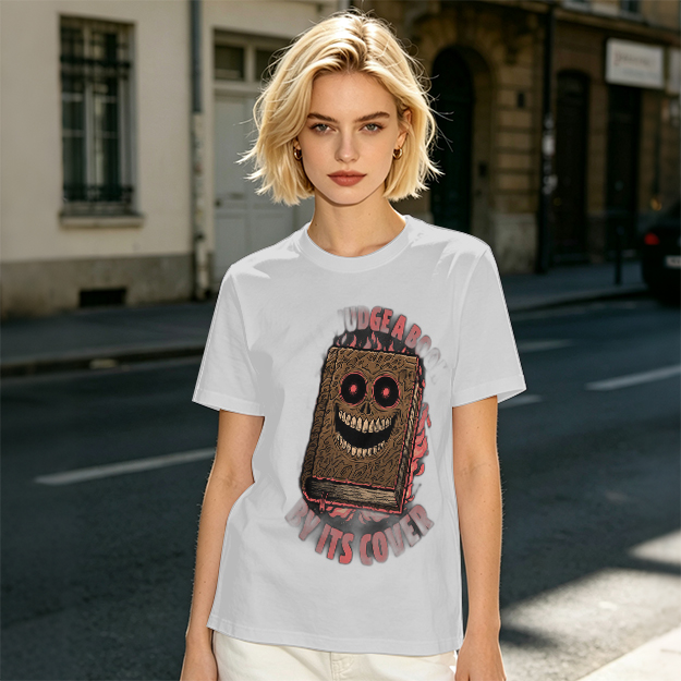 Olive T-Shirt With Evil Monster Book Graphic Design