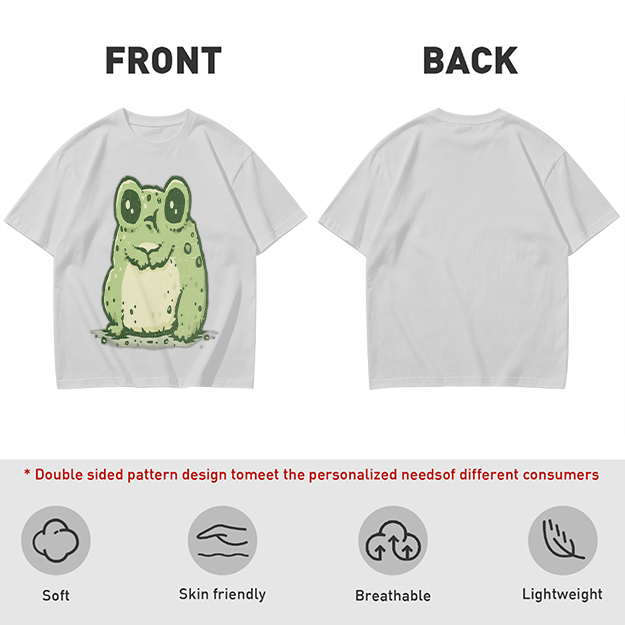 Olive Green T-Shirt With Cute Cartoon Frog Graphic Print