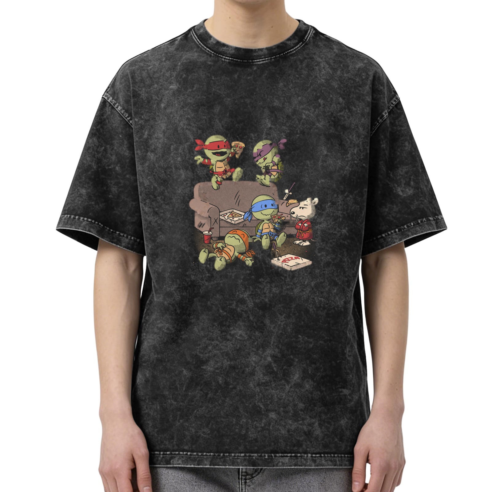 Teenage Mutant Ninja Turtles Pizza Party Vintage Wash Graphic T-Shirt