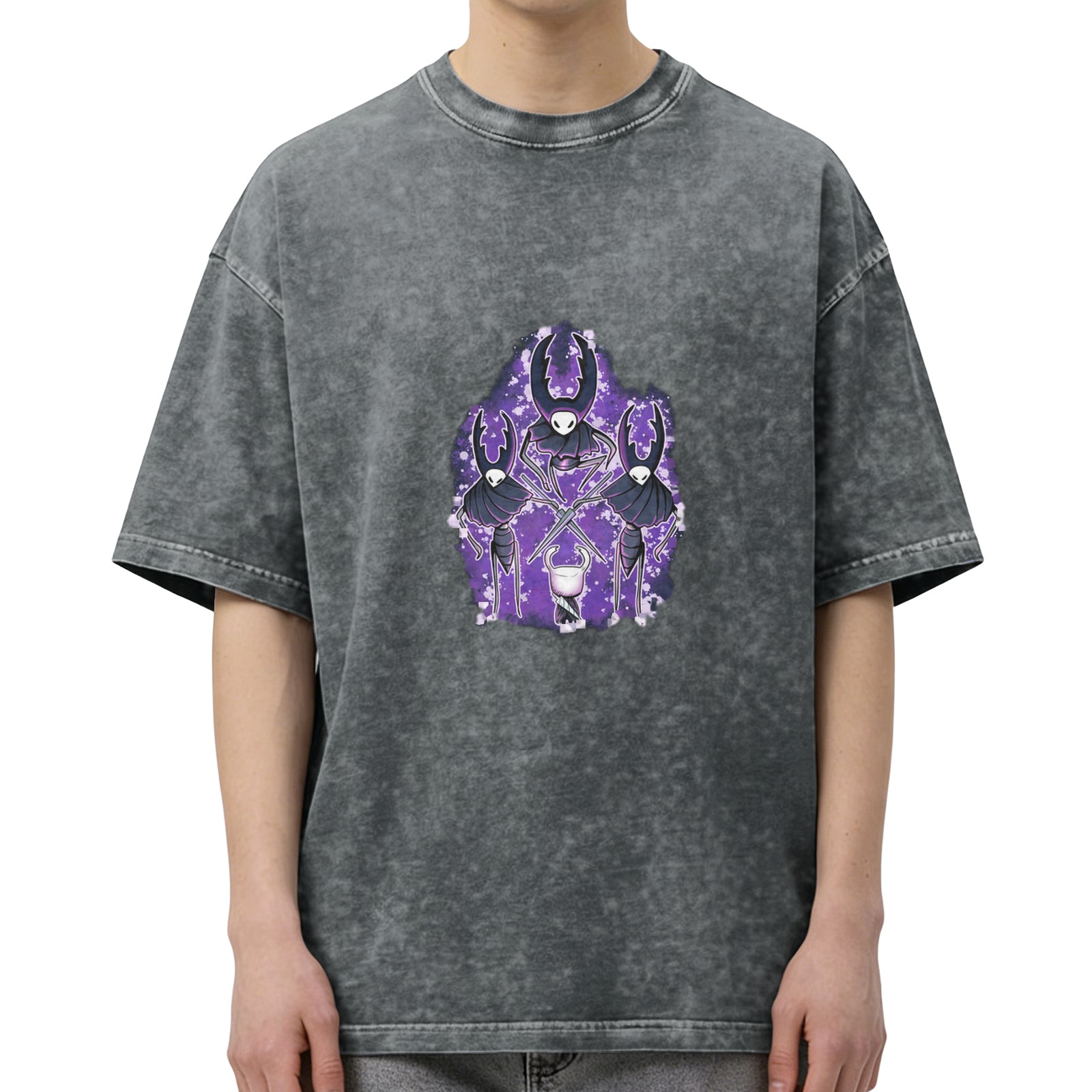 Hollow Knight Mantis Lords Graphic Oversized Washed Black T-Shirt