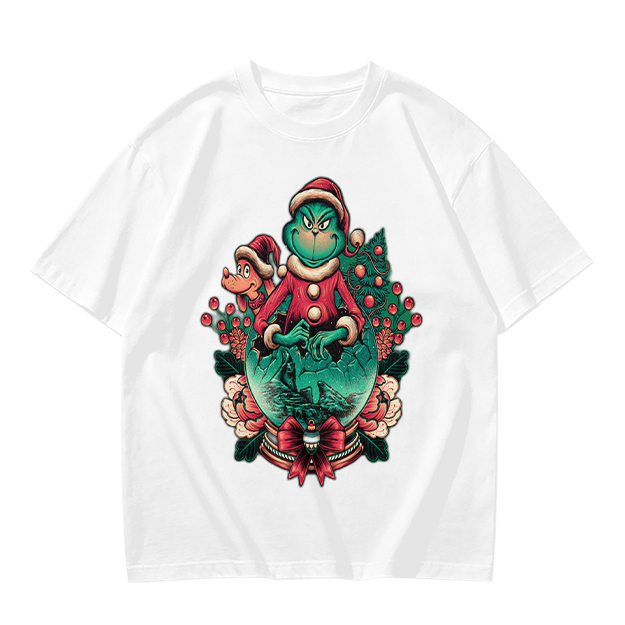 Olive Green Christmas Grinch Graphic T-Shirt