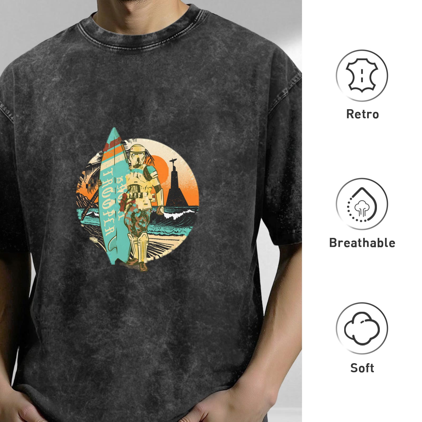 Vintage Stormtrooper Surf Beach Graphic T-Shirt