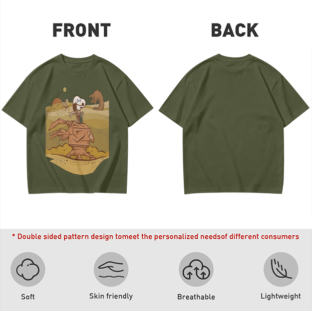 Olive T-Shirt With Desert Alien Dog Graphic Print