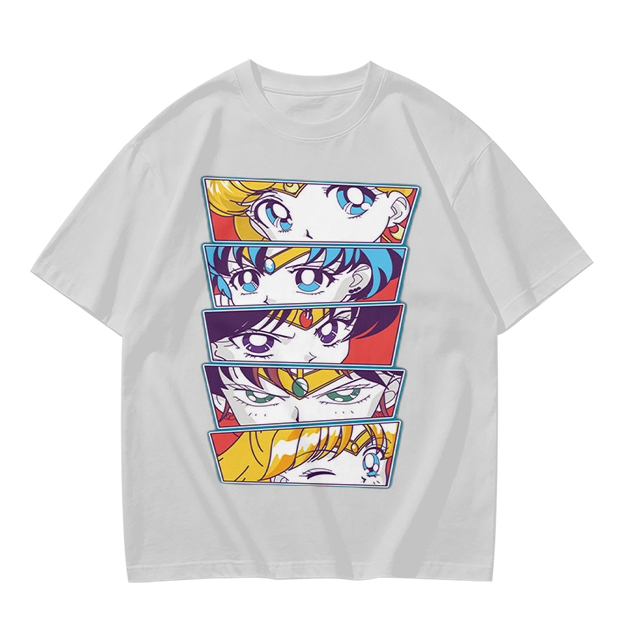 Olive Anime Sailor Moon Character Eyes Graphic T-Shirt