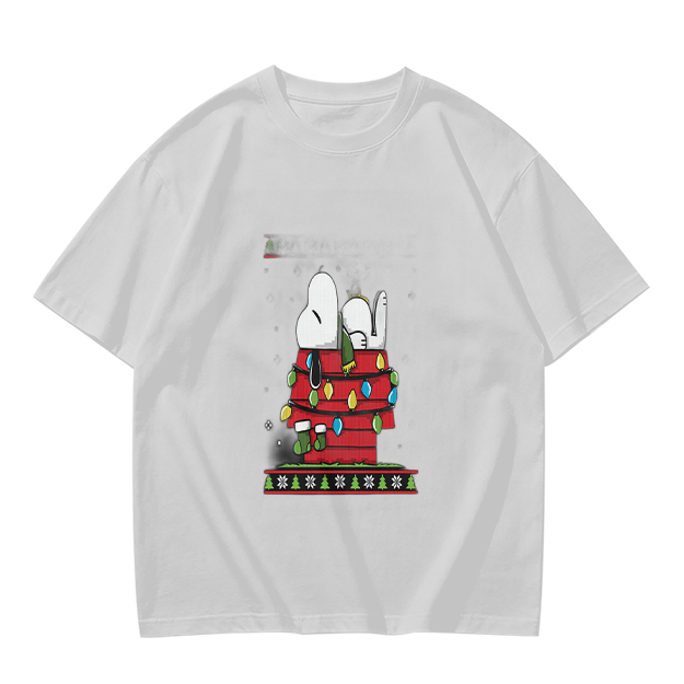 Olive T-Shirt with Snoopy Christmas Doghouse Design